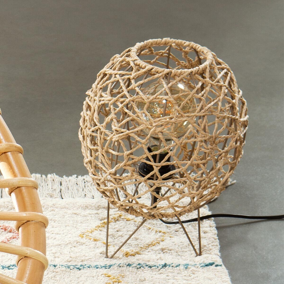 Lampe papier tressé structure fer naturel RAAHE