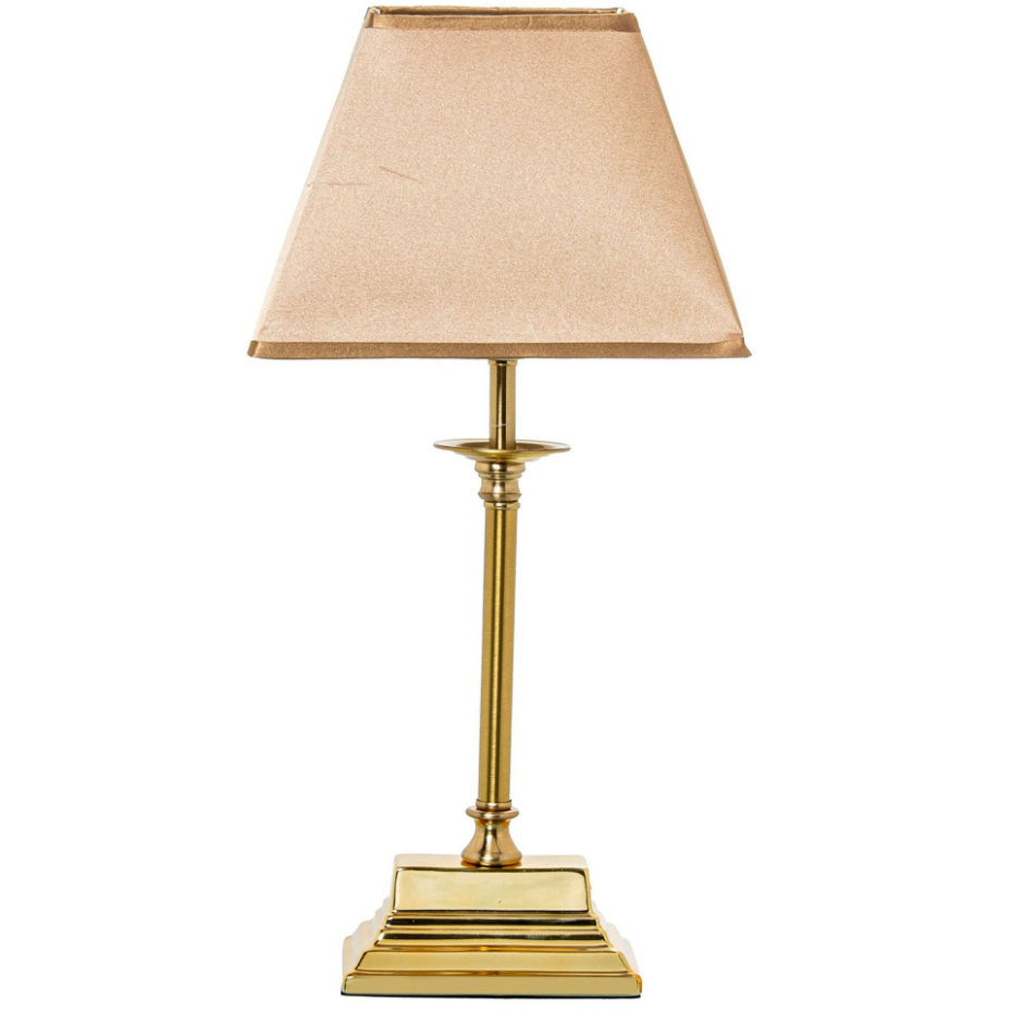 Lampe à poser classique métal doré et abat-jour beige 22x14x48cm