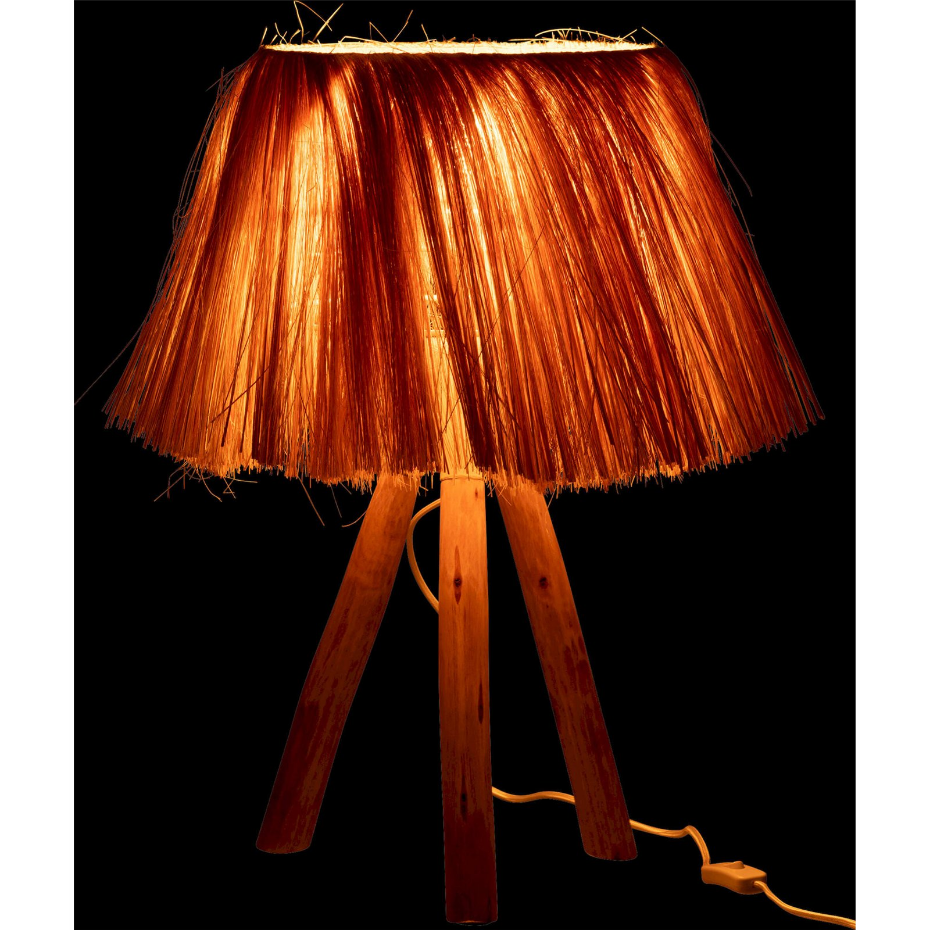 Lampe ronde en bois et fibre végétale