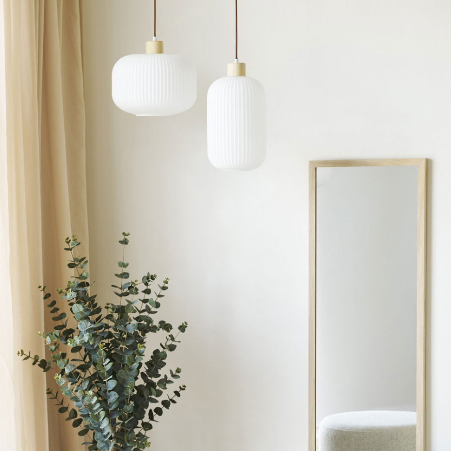 Suspension en verre et bois 20x38cm- ARGALO