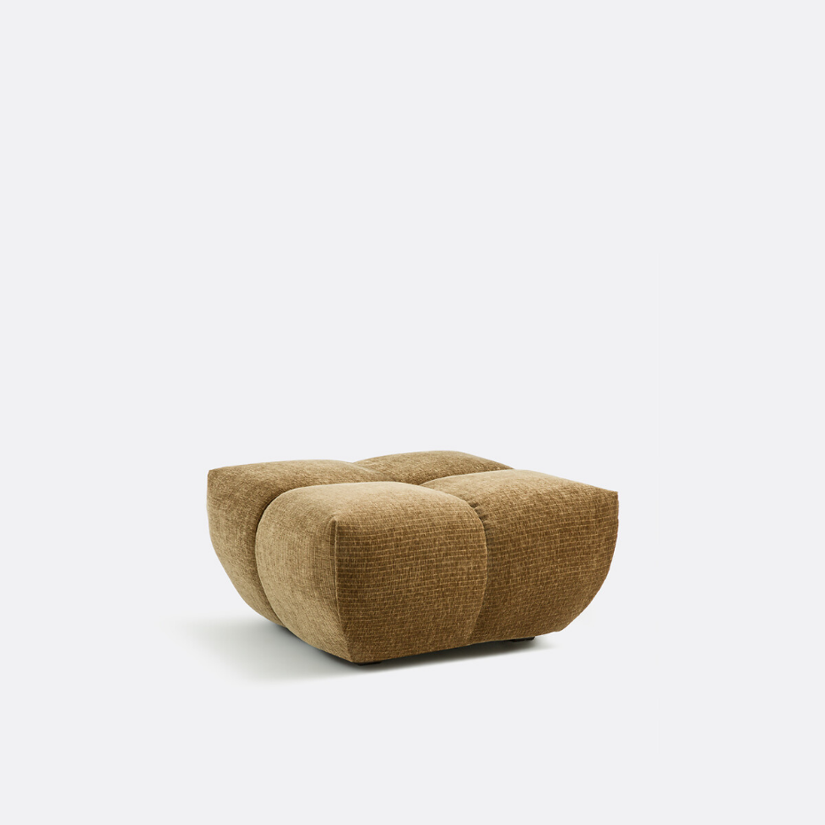 Pouf, velours côtelé vintage, L83 cm, Nuria