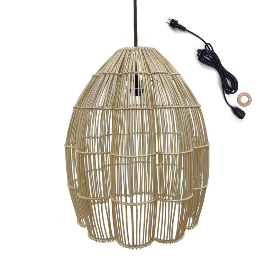 Suspension Extérieure Rotin Beige D50cm Câble 5m