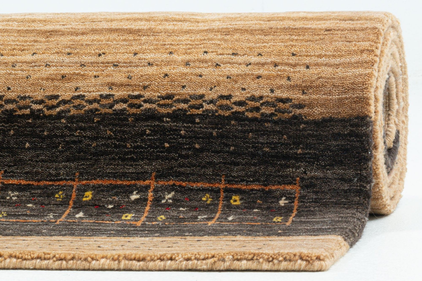 Tapis salon gabbeh Lori Dream Gold tissé main