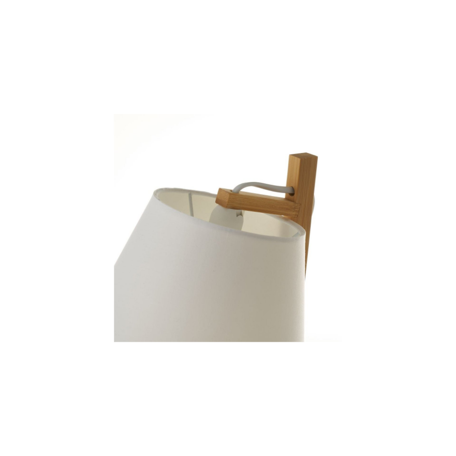 Lampe Design à Poser en Bambou et Abat-jour en Tissu Blanc - H50cm
