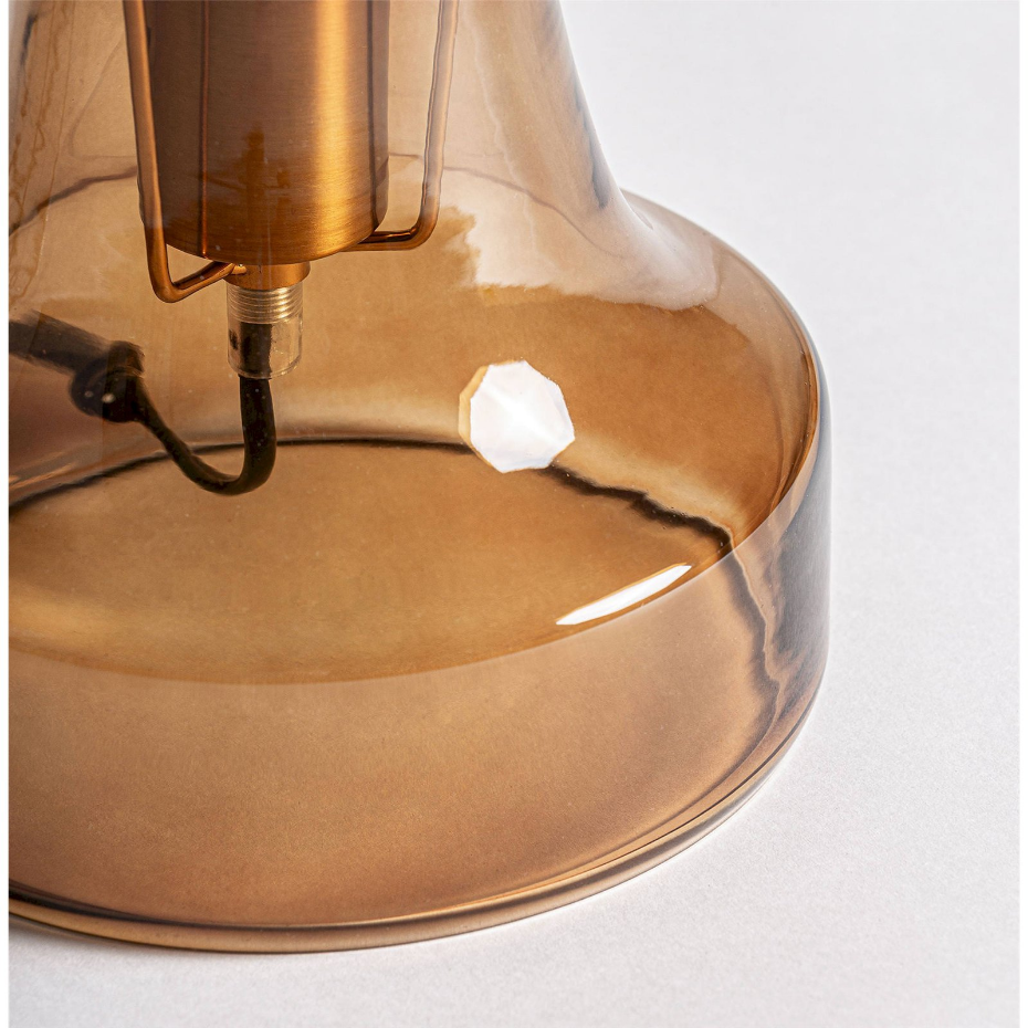 Lampe à poser en verre et acier doré