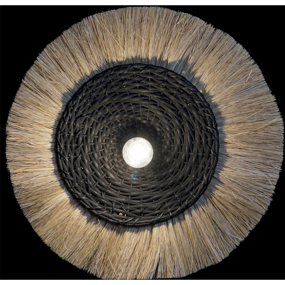 Applique murale ronde en jute et fer Colonial
