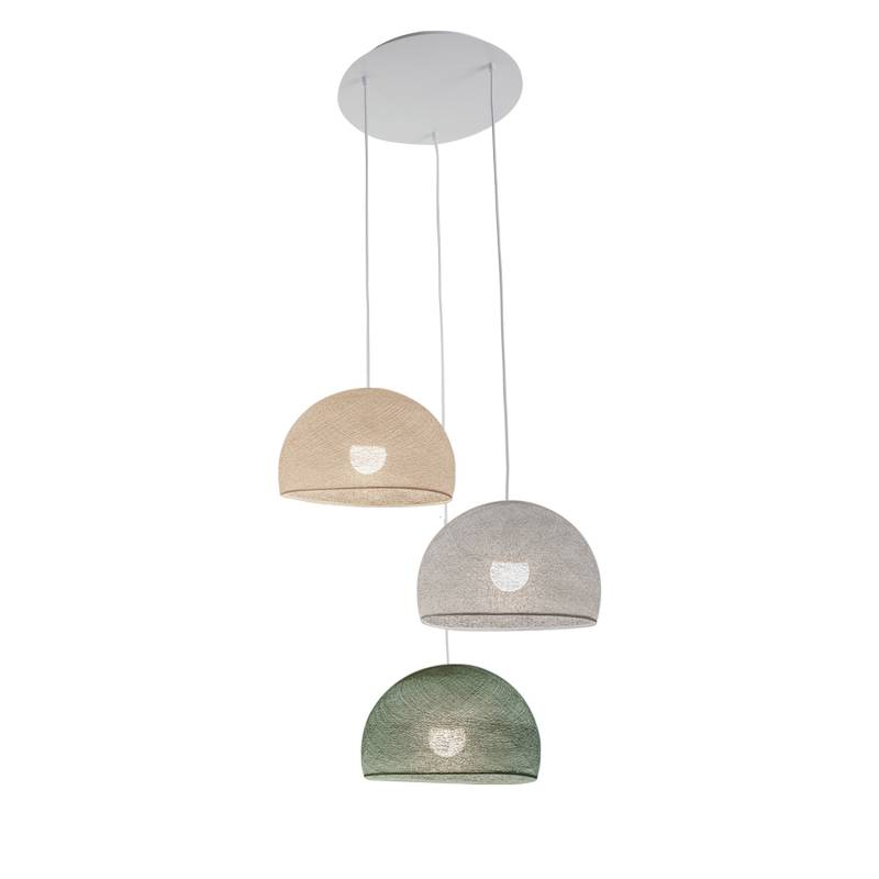Plafonnier blanc 3 coupoles 31 vert de gris - gris perle - écru