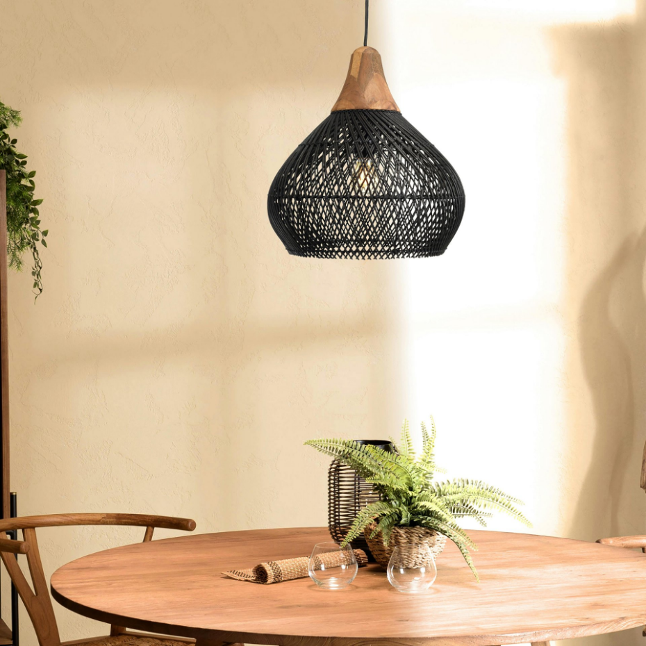 Suspension cloche en rotin FOLELLI