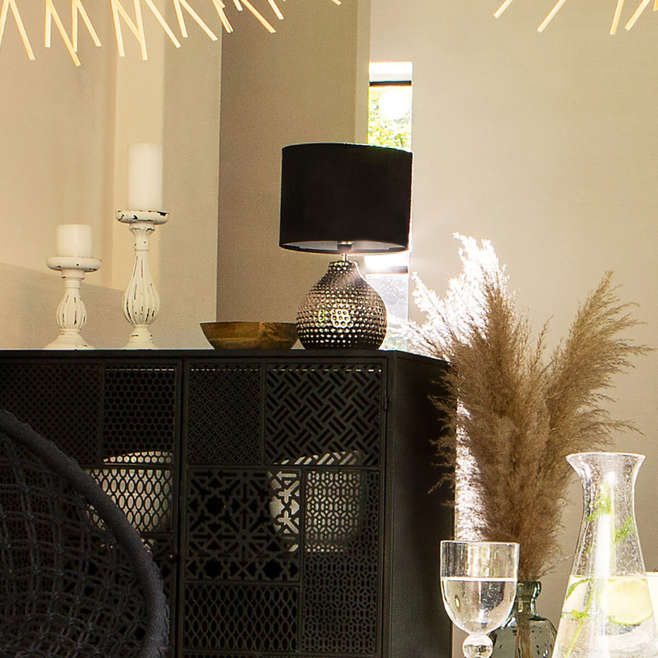 Lampe céramique texturée et tissu MOZO