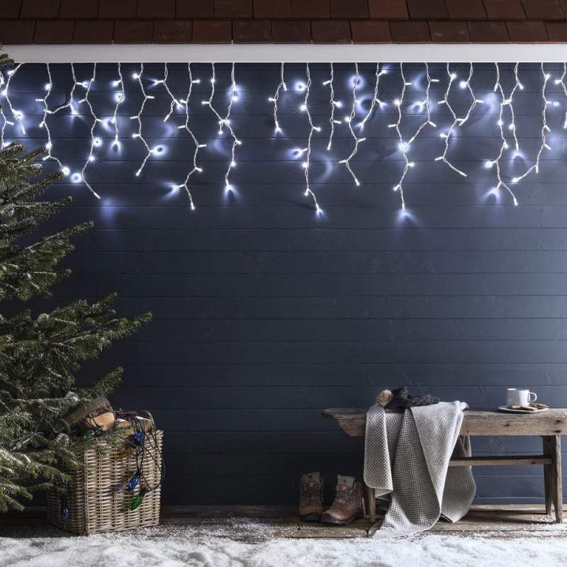 Guirlande Stalactite Solaire 6m Led Blanc Pur Fixe Et Flash