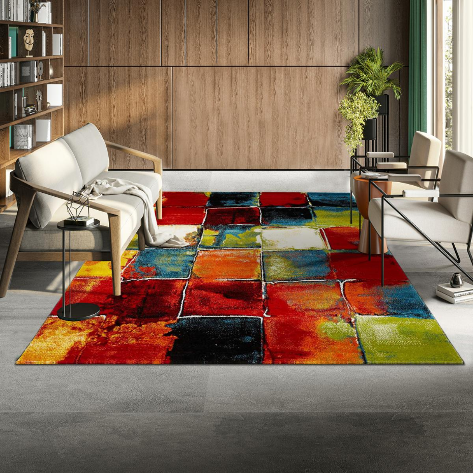 Tapis salon et chambre tissé motif géométrique LYN8 BELO 2