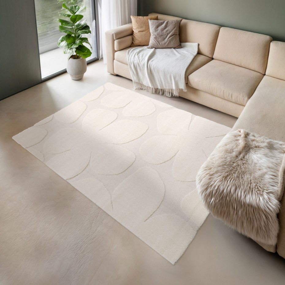 Tapis contemporain à motif floral en relief- FLOW