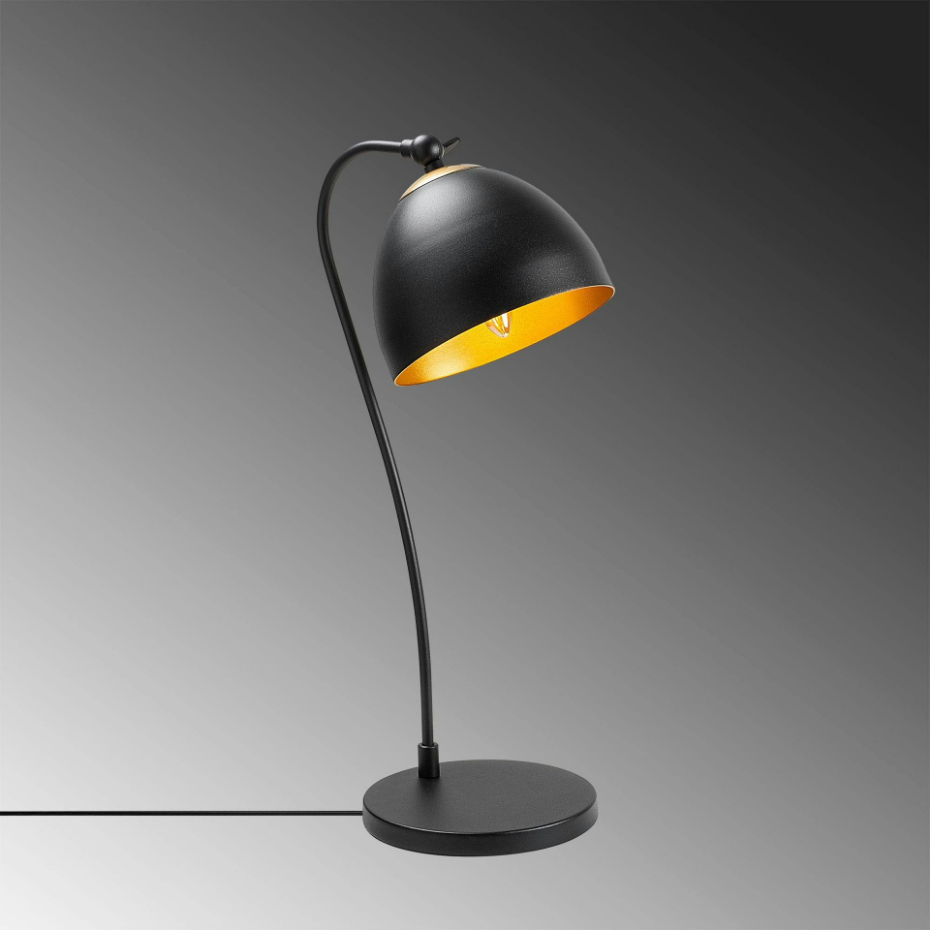 Lampe de chevet moderne noire et dorée, 54 cm SILE