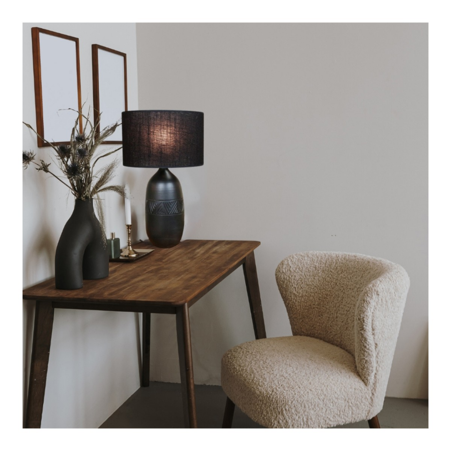Lampe en terre cuite avec abat-jour jute, KÉO INCA