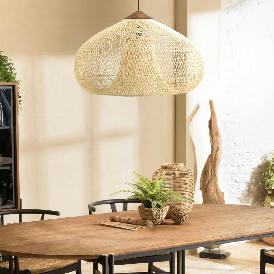 Suspension entonnoir en rotin 80cm FOLELLI