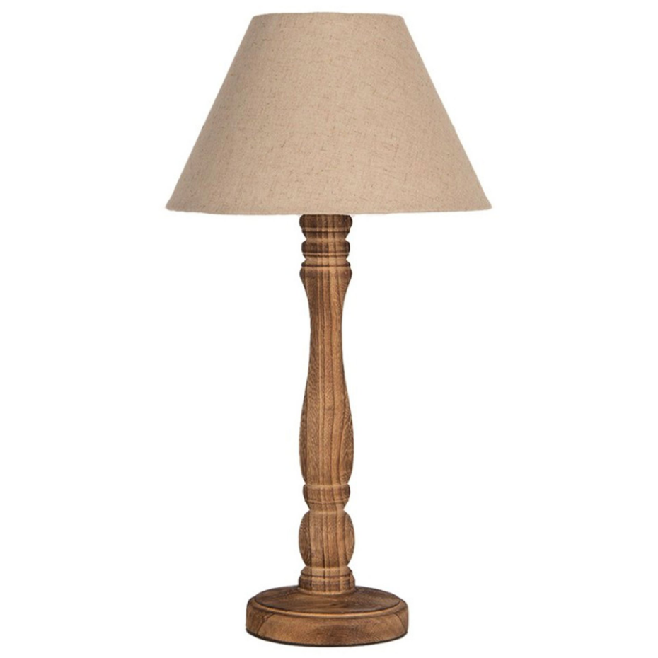 Lampe à poser bois et abat-jour beige 26x26x50cm