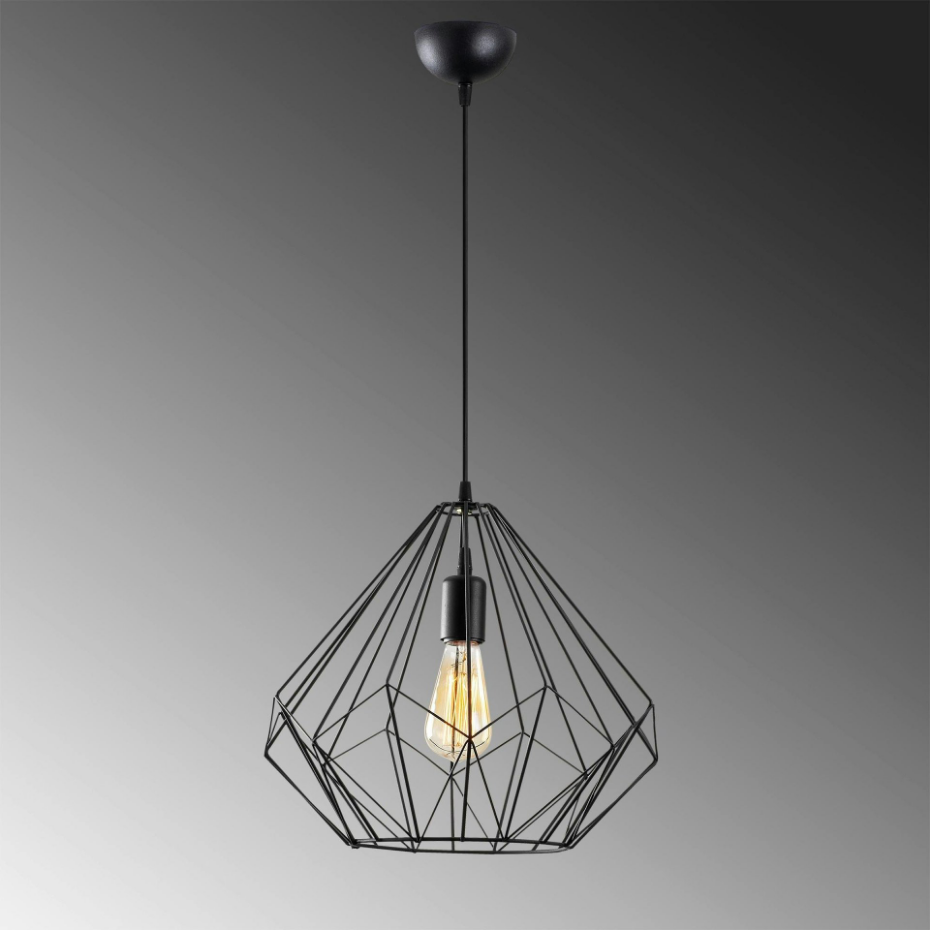 Suspension filaire noire style diamant graphique SINOP