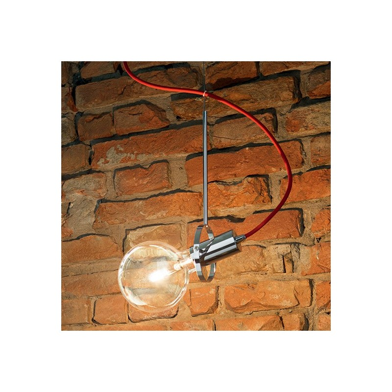 Suspension Design Eclisse Chrome Et Rouge 1 Ampoule