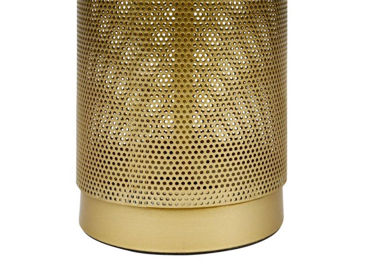 Lampe à poser en métal doré et abat jour noir ajouré