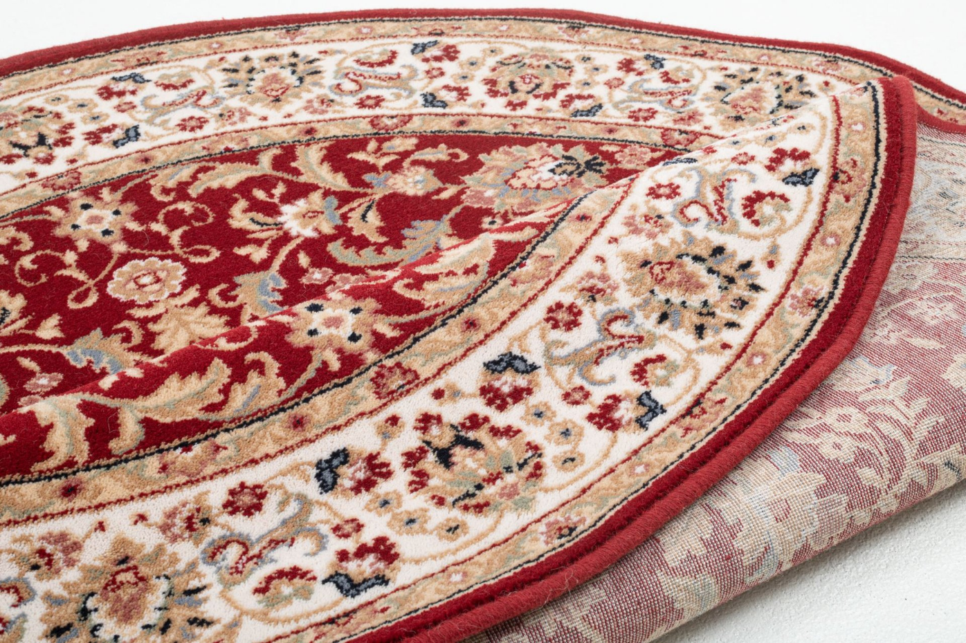 Tapis d'orient floral Dolna tissé, laine, rond