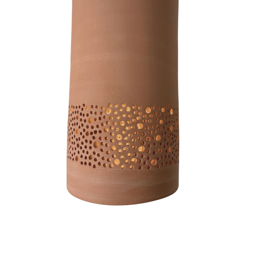 Suspension en terre cuite motif sara, CYLINDRE LIN