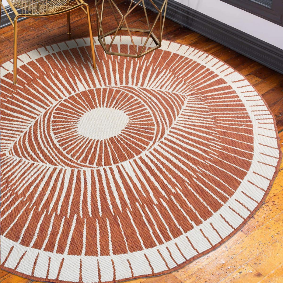 Tapis rond d'extérieur, kilim reversible LYN2 B ROND REVERSIBLE