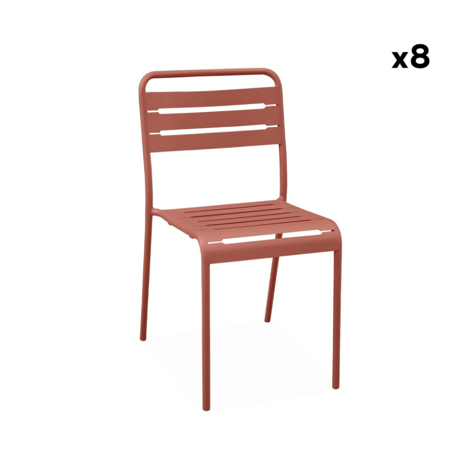 Table de jardin métal + 8 assises AMÉLIA