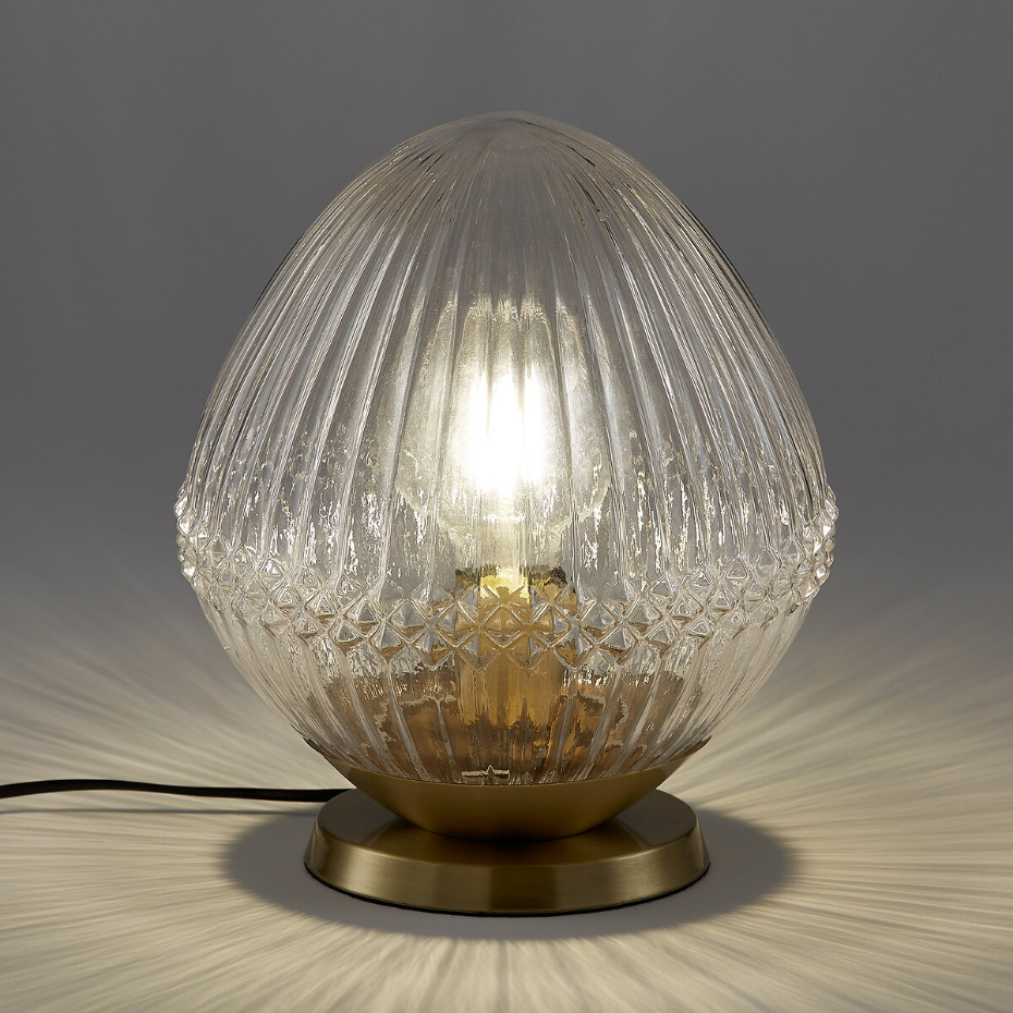Lampe à poser laiton et verre strié, Ari