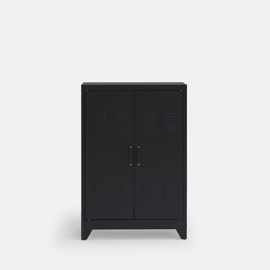 Armoire basse 2 portes en métal acier, Hiba