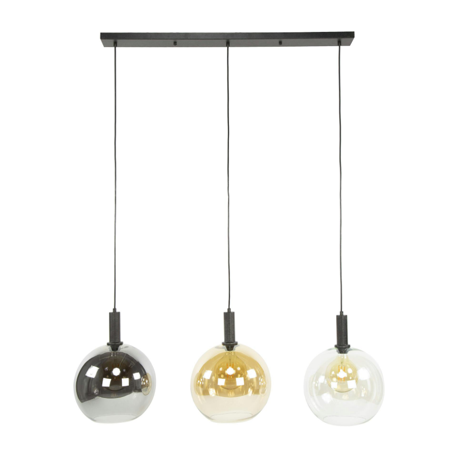 Suspension îlot cuisine 3 globes multicolores NOVA