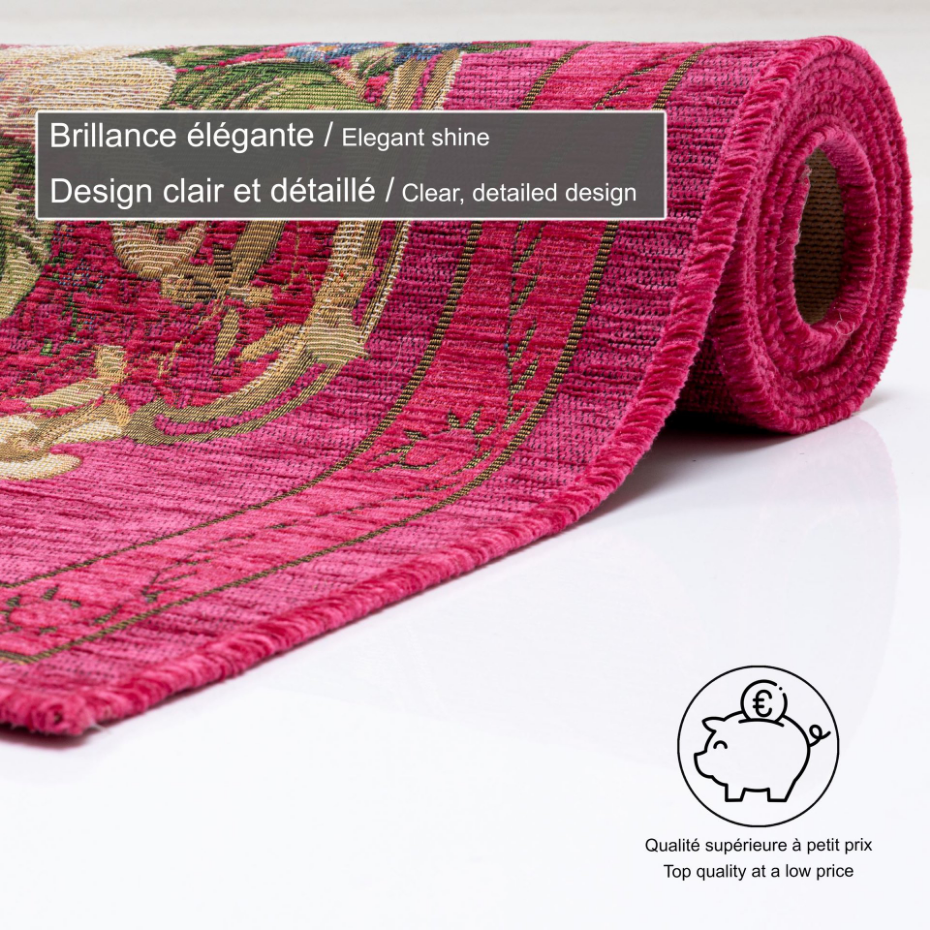 Tapis floral tissé à la machine avec bordure - Flomi
