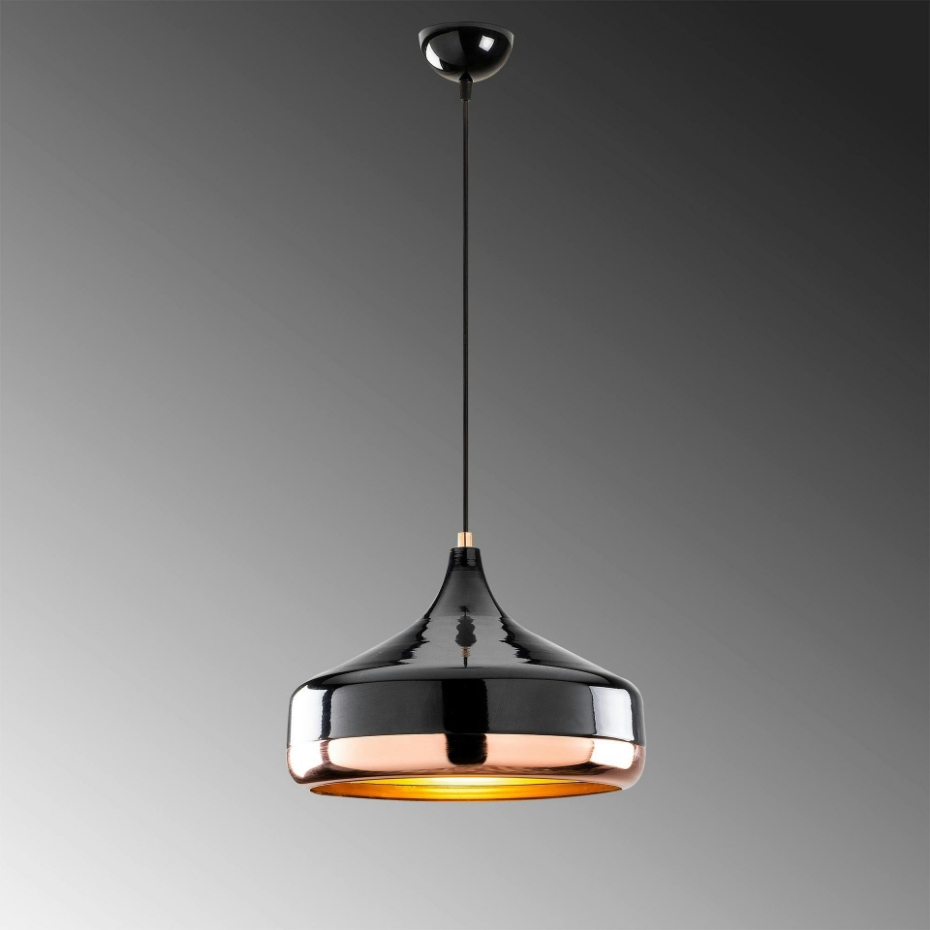 Suspension moderne noire et cuivre forme évasée SILE