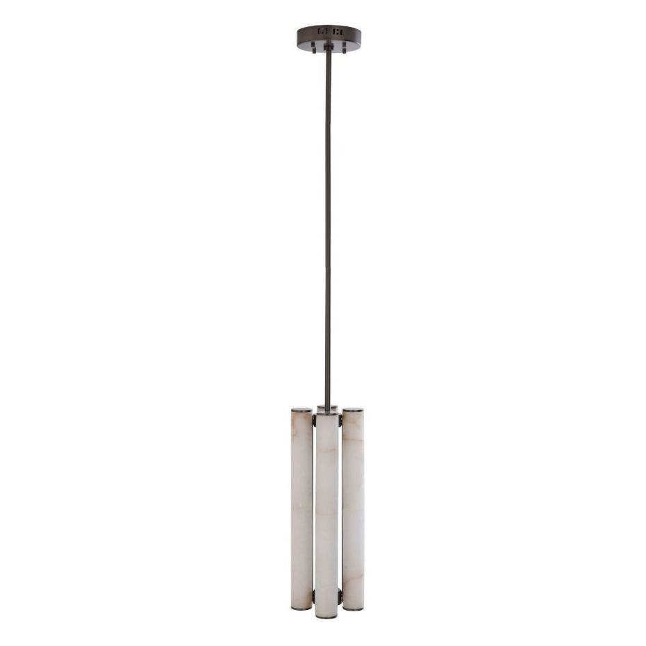 Lustre vertical en albâtre et métal H55 cm - MONTAIGNE