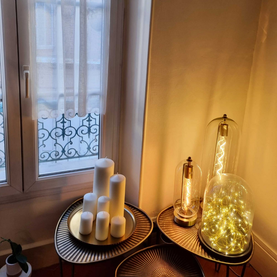 Lampe à poser en verre et métal, SENSIAL
