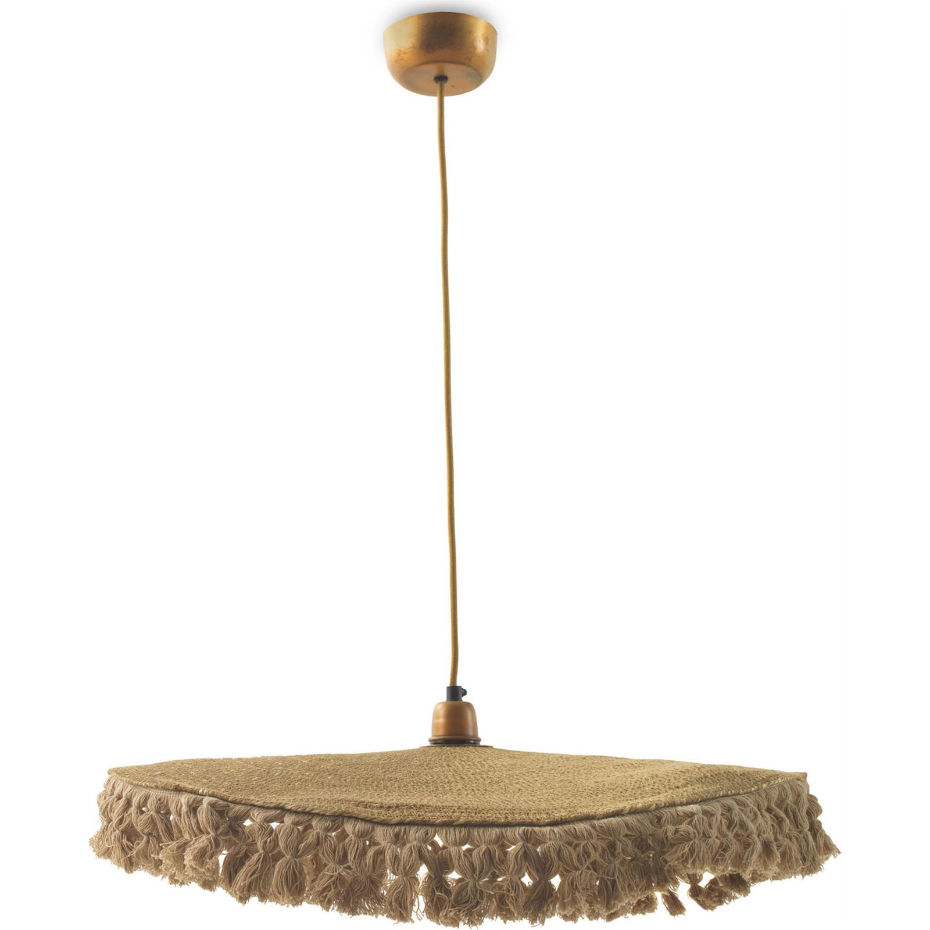 Suspension en fibres tressées carrée avec franges
