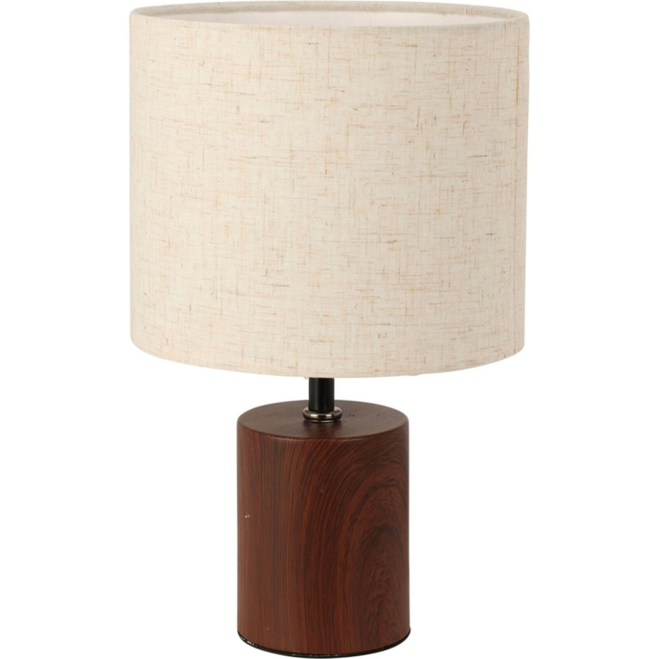 Lampe à poser céramique effet bois et abat-jour beige 18x18x30cm