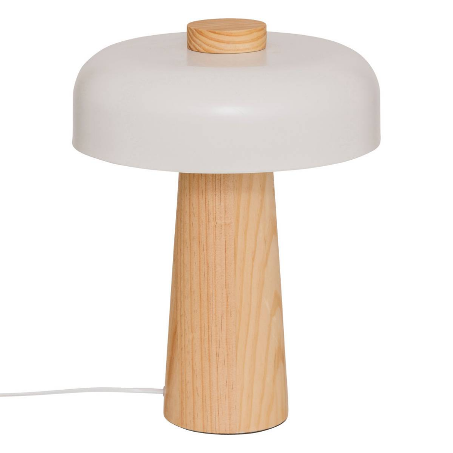 Lampe champignon bois d'hévéa POLA