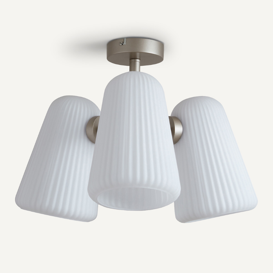 Plafonnier opaline cannelée, Fosca