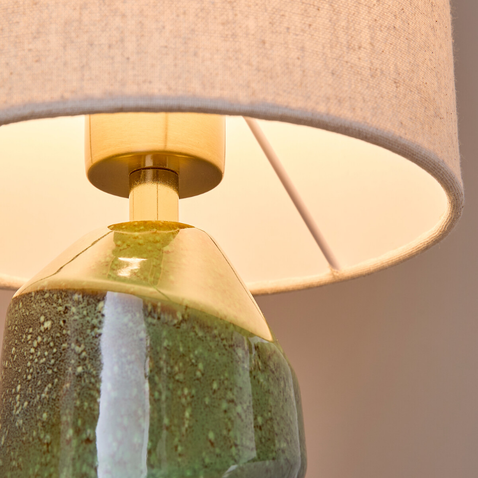 Lampe à poser en céramique et lin, TOTEMY CERAMIQUE