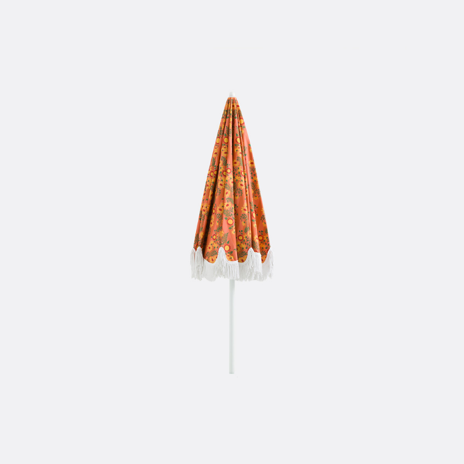 Parasol à franges, tissu avec motif fleurs, VALERIA