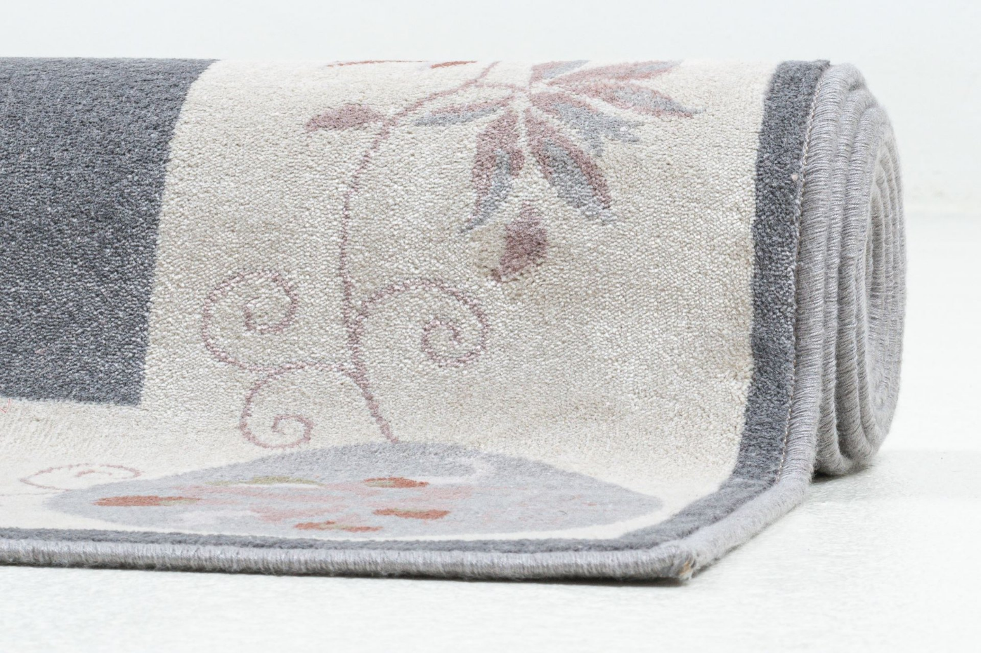 Tapis tissé avec bordure et motif floral avec effet brillant - Cherina