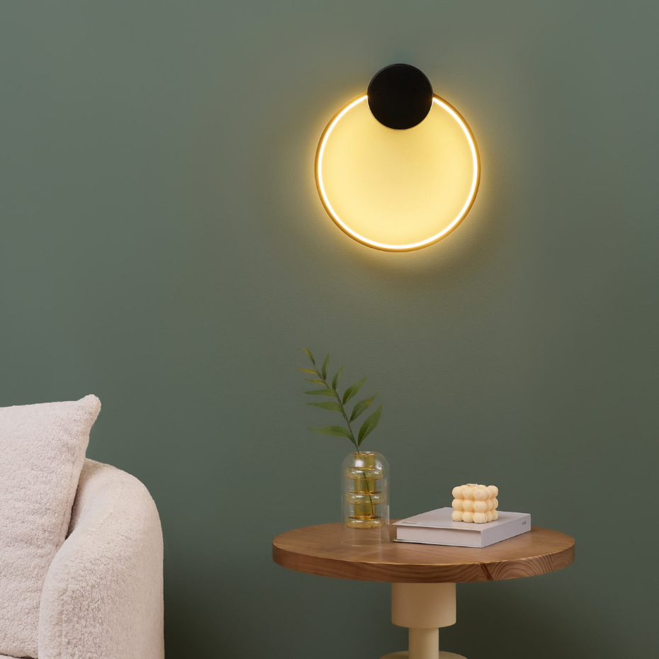 Applique circulaire LED anneau doré - ALISA