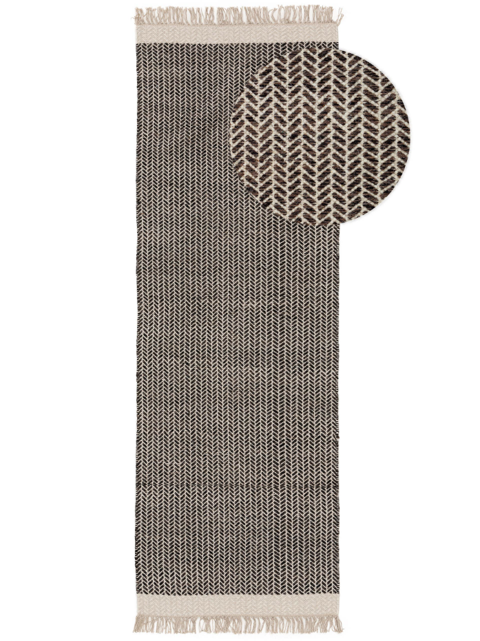 Tapis de couloir en laine tissé main KIM