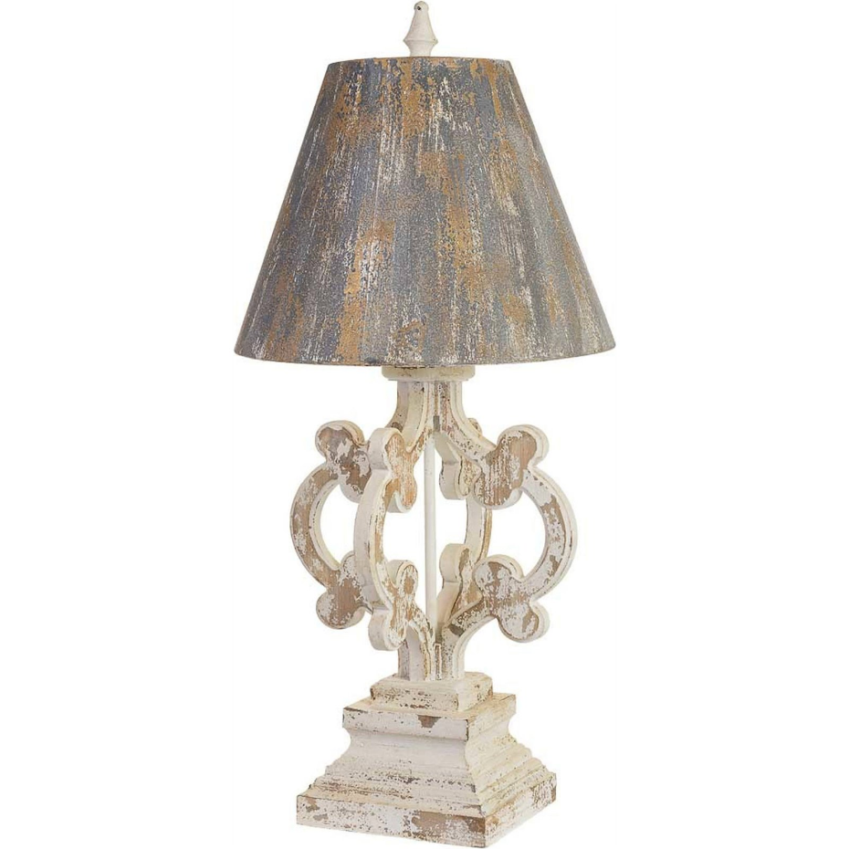 Lampe de table en bois et métal finition vieillie organique