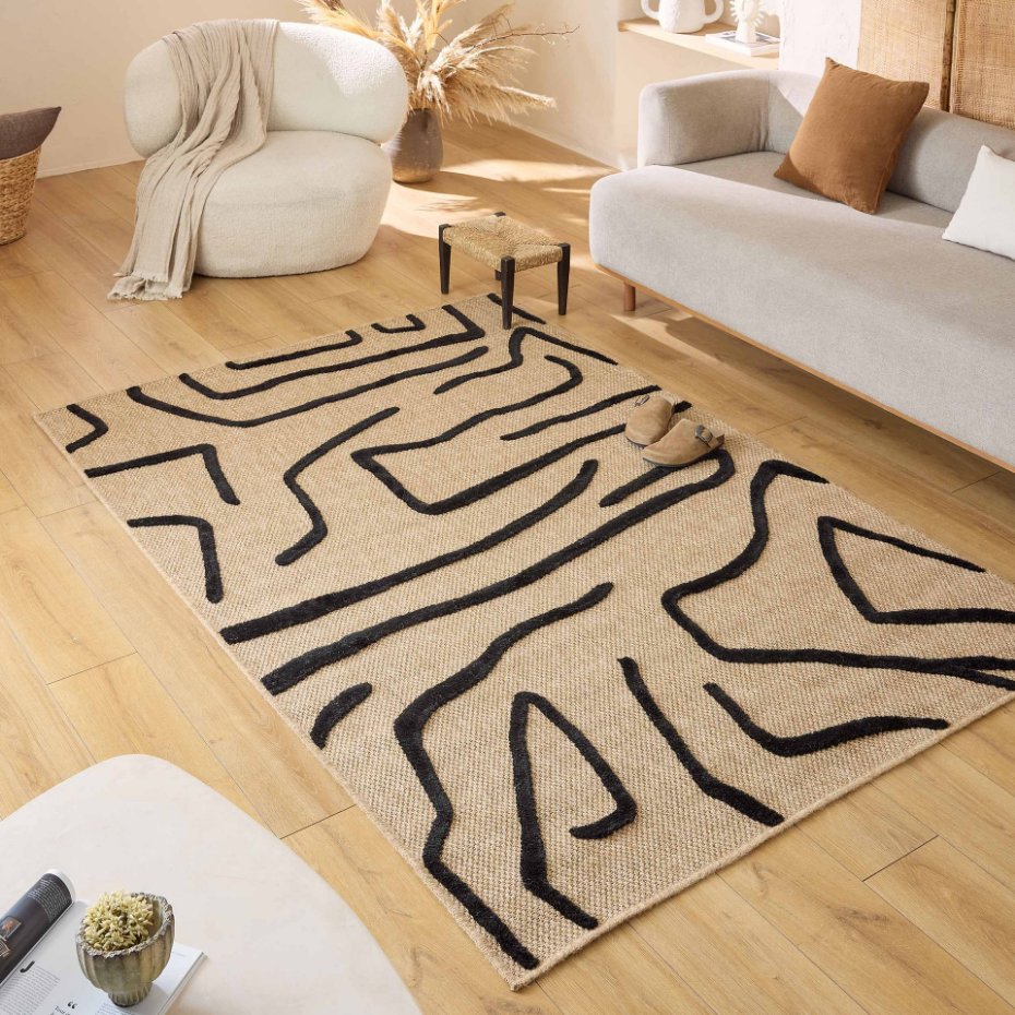 Tapis interieur jute à motif zèbre PALMA