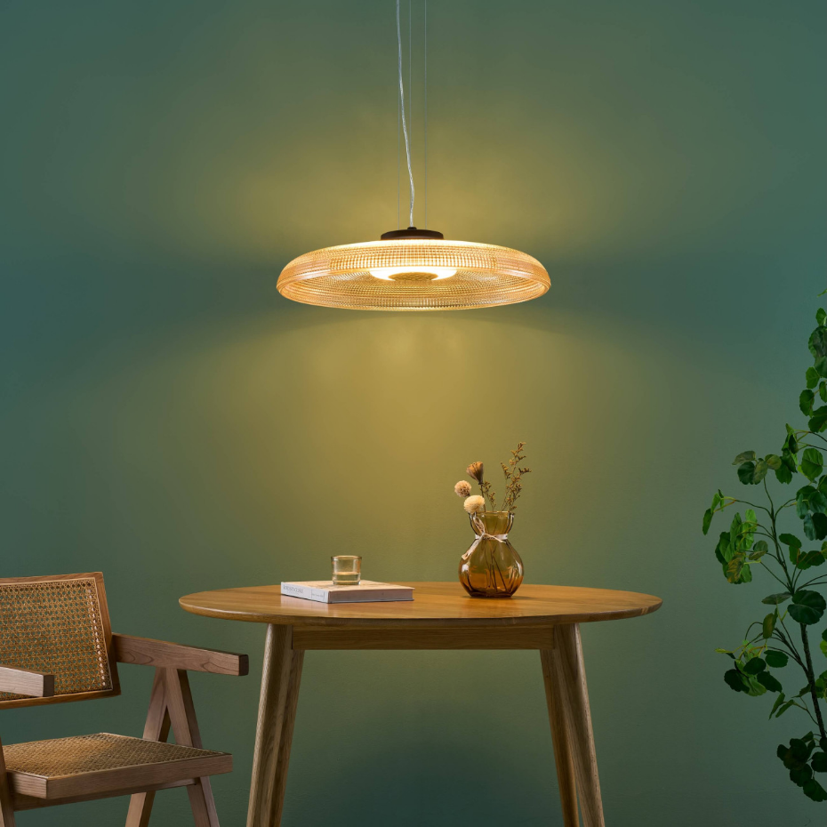 Plafonnier rond verre ambré - OSSARA