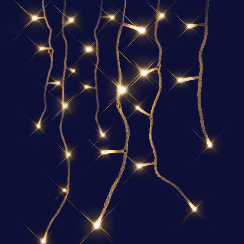 Guirlande led stalactite connectable 8m blanc chaud flash