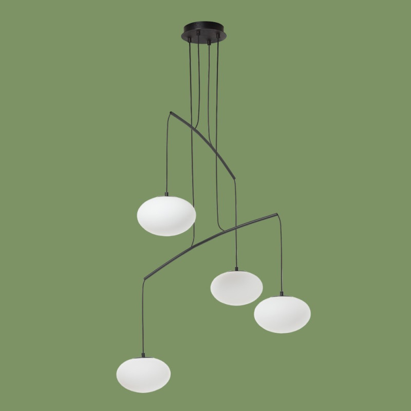 Grande lampe à suspension globe Press noir