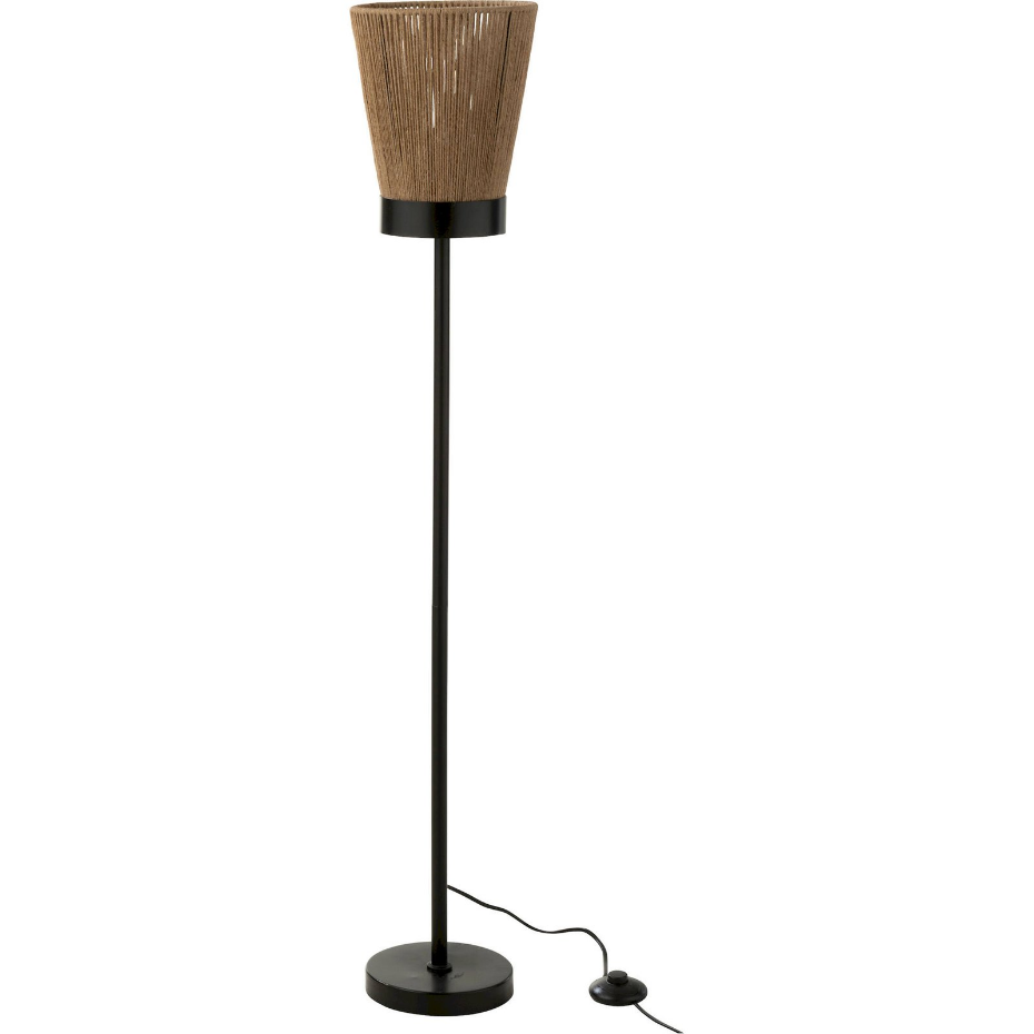 Lampadaire rond en métal et jute
