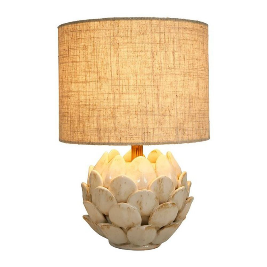 Lampe Pétales Céramique Lin Beige
